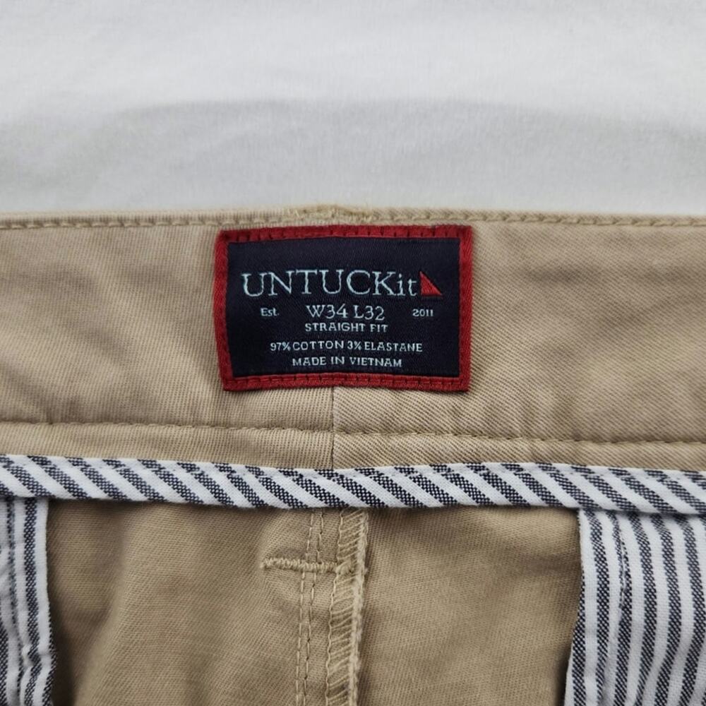 UNTUCKit Men's Relaxed Fit Pants 34x32 Tan Chino Khakis Stretch Business Casual - Picture 7 of 9